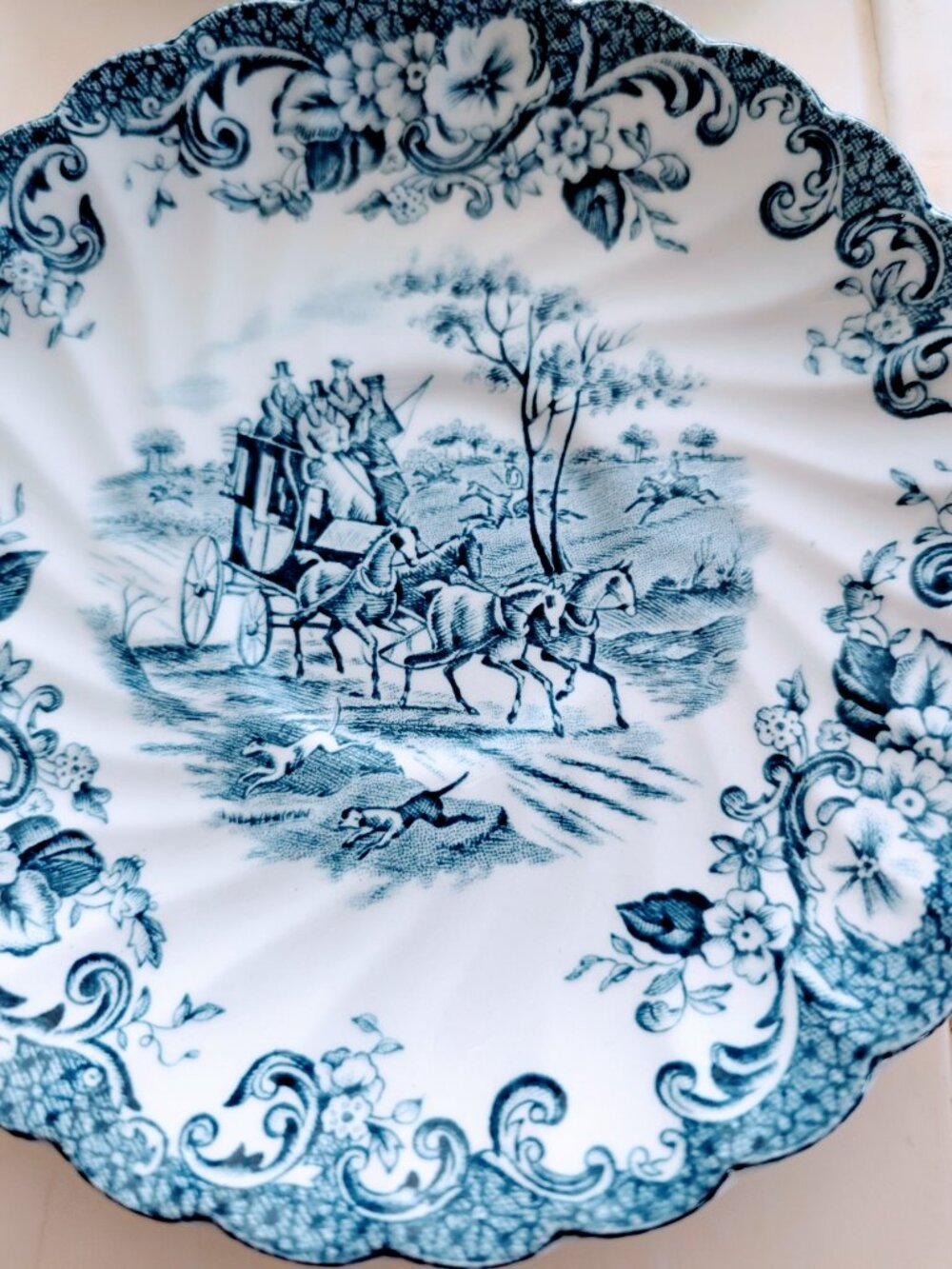 VTG Set of 4Johnson Bros Coaching Scenes 5.75" Plates Blue Ironstone England - Picture 3 of 7